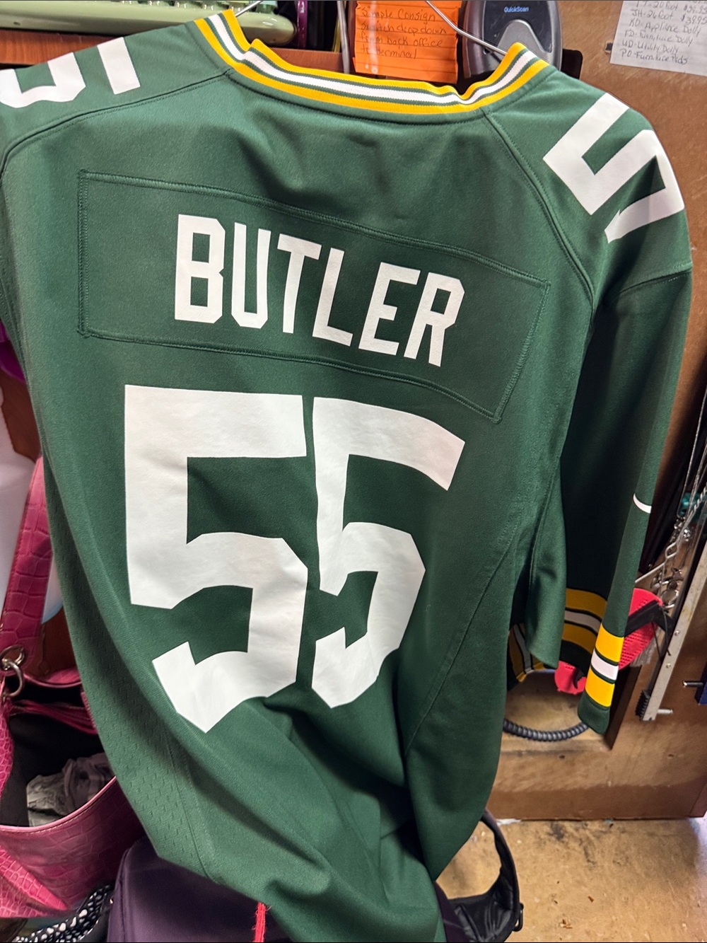 Green Bay Men’s Football Jersey with White Number 55 - Butler